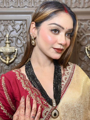 Nayab Antique Gold-Plated Black Onyx AD Jadau Handcrafted Jewellery Set