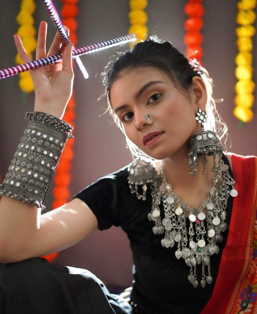 Navratri Special Nargis Antique Oxidised Silver Plated Handcrafted Com