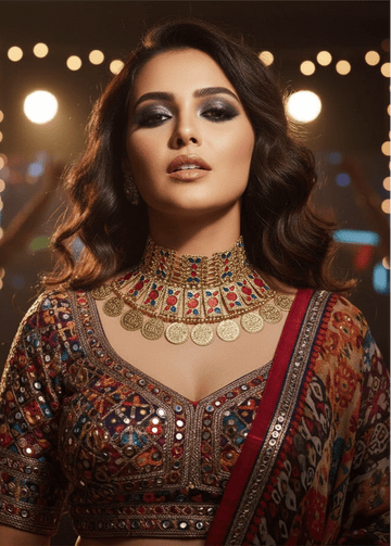 Aparna Meenakari Work Tribal Design Oxidised gold Plated Handcrafted Necklace