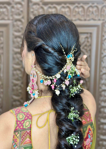 Rangrez -  Handcrafted Multi Color Haldi Mehndi Bridal Set With Resham, Dabka and Pearls detailing