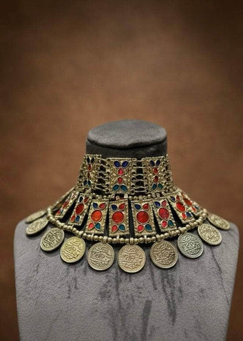 Aparna Meenakari Work Tribal Design Oxidised gold Plated Handcrafted Necklace