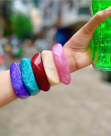 Sofia Handcrafted Resin Color Pop Bangle Stack - 5 PCS Set