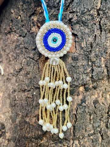 Handcrafted Evil Eye Lumba Rakhi With Roli-Chawal