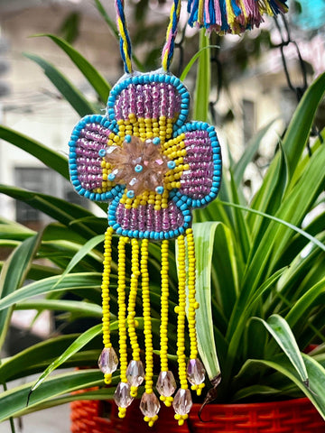 Handcrafted Floral Lumba Rakhi With Roli-Chawal