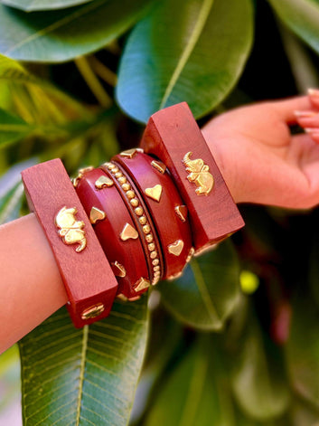 Devi Handcrafted Stack - 5 PCS wooden kada set