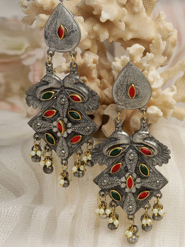 Peacock Shaped Kundan Earrings