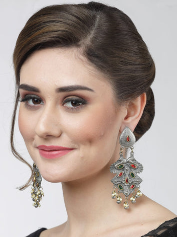Peacock Shaped Kundan Earrings