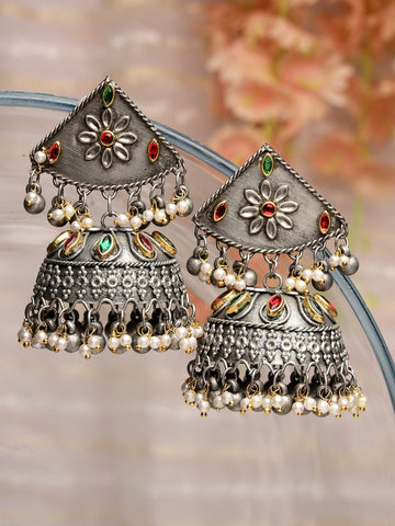 Pearls Studded Kundan Jhumkas