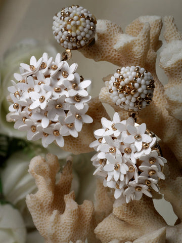 Gold-Plated Beaded Floral Drop Earrings