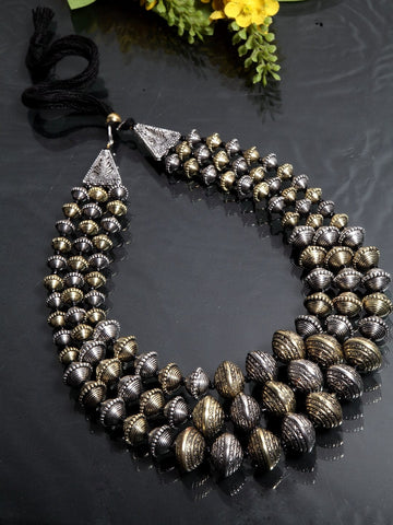 Dual Tone 3 Layer Tribal Necklace