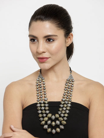 Dual Tone 3 Layer Tribal Necklace