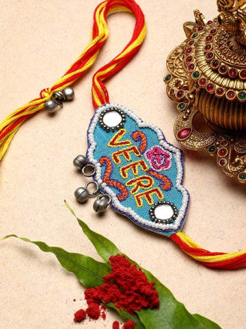 Handcrafted Veera Silk Multi Strand Rakhi with Roli-Chawal