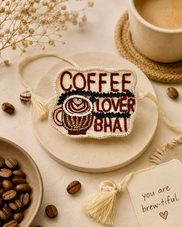 Handcrafted Coffee Lover Bhai Rakhi with Roli-Chawal