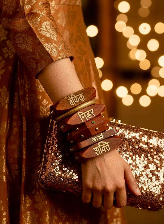 Devi Handcrafted Stack - 6 PCS wooden kada set