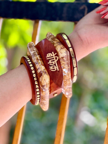 Devi Handcrafted Stack - 5 PCS wooden and Resin Kada Set