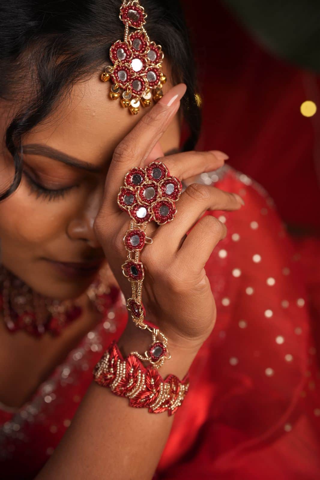 Aarzoo Dabka Handcrafted Bridal Set With Resham and AD detailing