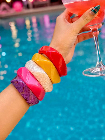 Sofia Handcrafted Resin Color Pop Bangle Stack - 5 PCS Set