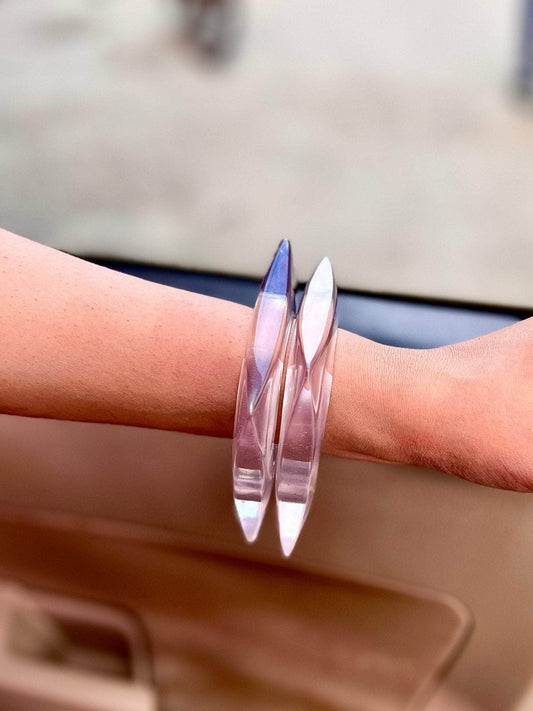 Sofia Handcrafted Resin Transparent Bangles Stack - 2 PCS Set