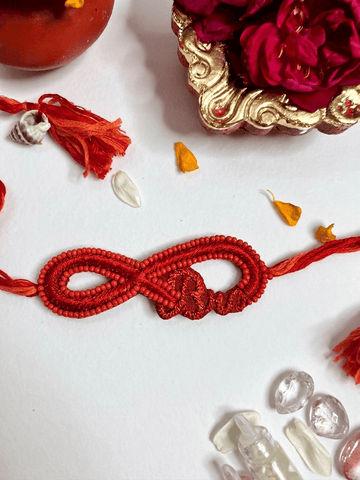 Handcrafted Infinity Bro Rakhi with Roli-Chawal