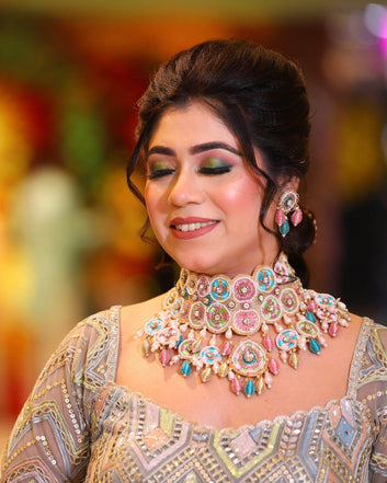 Maharani Dabka Handcrafted Bridal Set With Resham and AD detailing