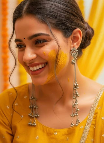 Kashmiri Silver Plated Brass Earrings