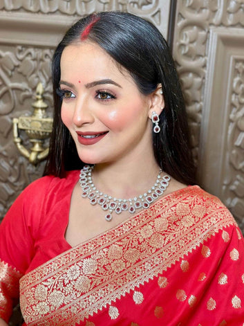 Ananya : Karwa Chauth Special Premium Quality AD Jadau Jewellery Set