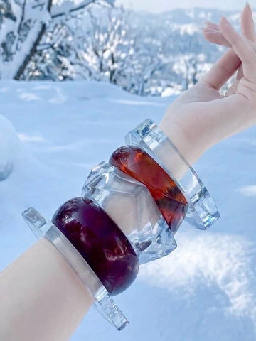 Sofia Handcrafted Crystal Clear & Color Pop Resin Bangles Stack - 5 PCS Set