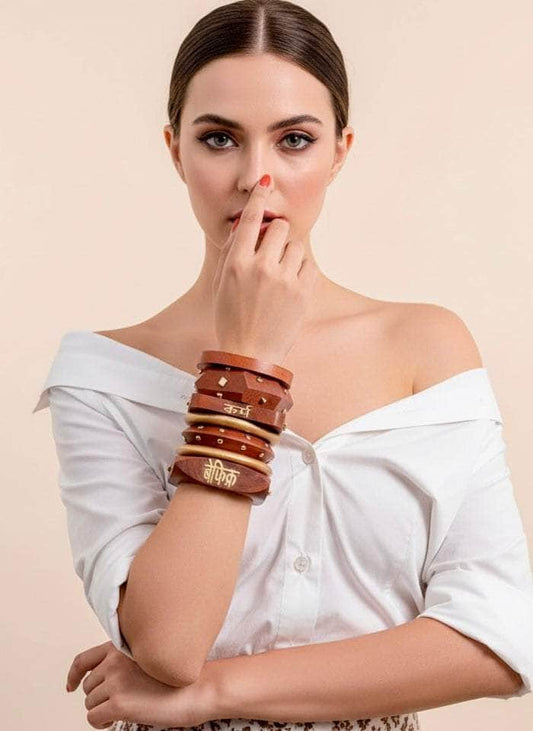 Devi Handcrafted Stack - 7 PCS wooden kada set