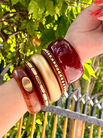 Devi Handcrafted Stack - 5 PCS wooden and Resin Kada Set