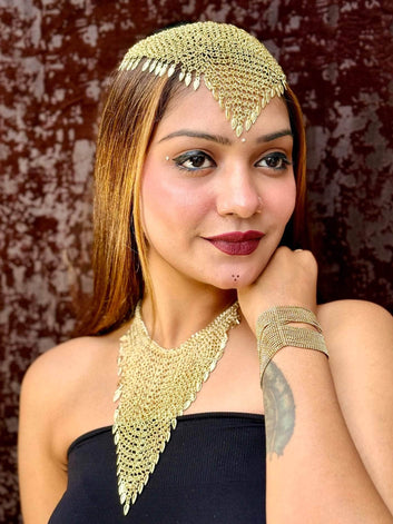 Rivaz Gold Plated Brass Jewellery Set (Combo)