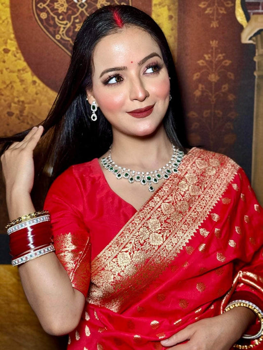 Ananya : Karwa Chauth Special Premium Quality AD Jadau Jewellery Set