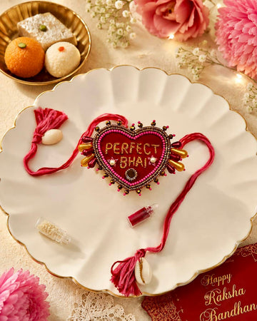 Handcrafted Perfect Bhai Rakhi with Roli-Chawal