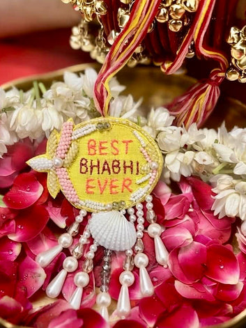 Handcrafted Best Bhai Rakhi & Best Bhabhi Lumba Combo With Roli-Chawal