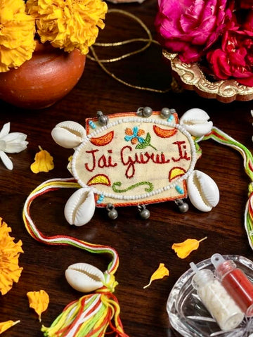 Handcrafted Guru Ji Rakhi With Roli-Chawal