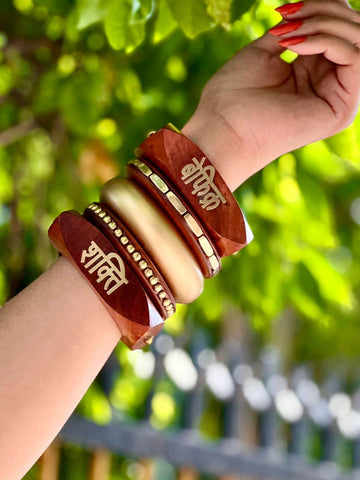 Devi Handcrafted Stack - 5 PCS Wooden Kada Set