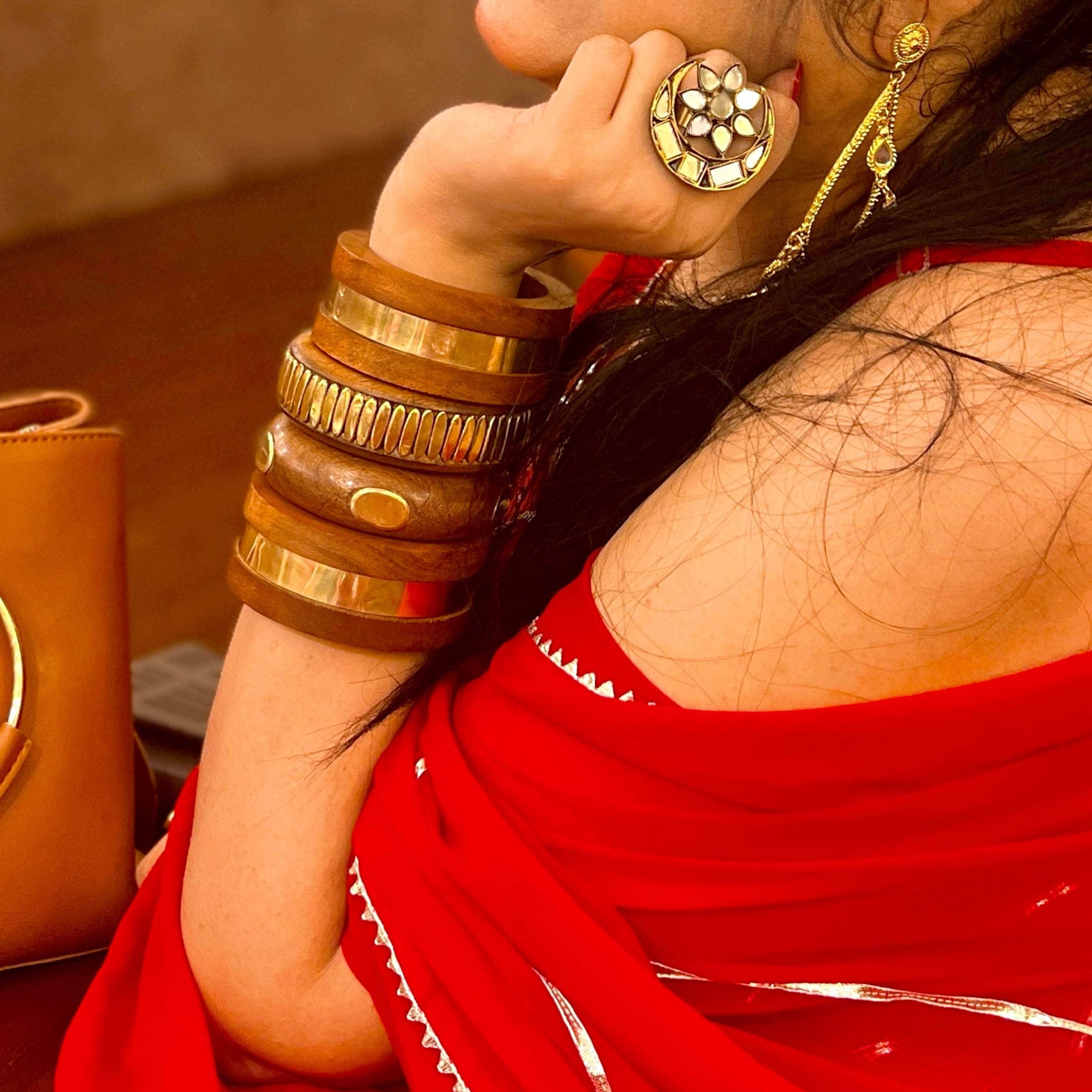 Devi Handcrafted Stack - 4 PCS wooden kada set