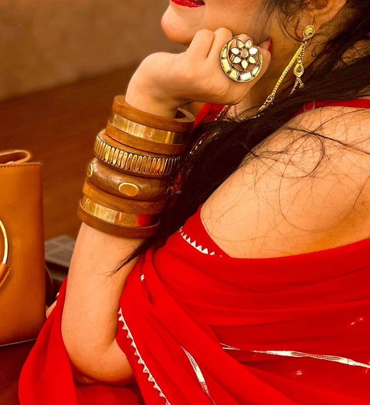 Devi Handcrafted Stack - 4 PCS wooden kada set