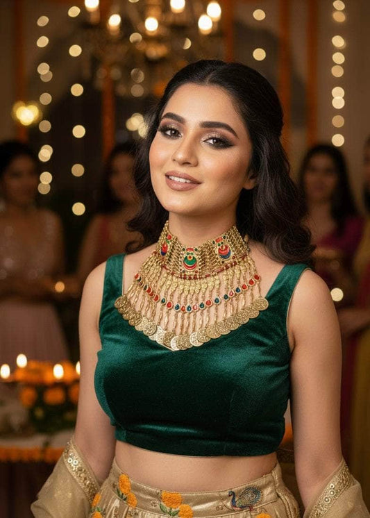 Aishwarya Meenakari Work Tribal Design Oxidised gold Plated Handcrafted Necklace