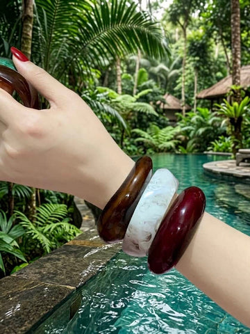 Sofia Handcrafted Resin Color Pop Bangles Stack - 3 PCS Set