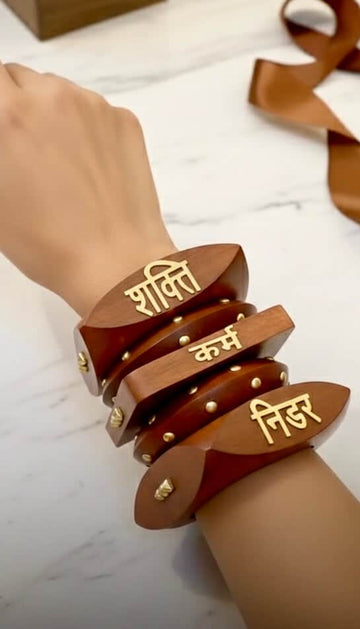 Devi Handcrafted Stack - 5 PCS wooden kada set