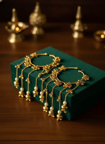 Jhankaar Ghungroo Golden Dulhan Kaleera Bangles Stack - Adjustable