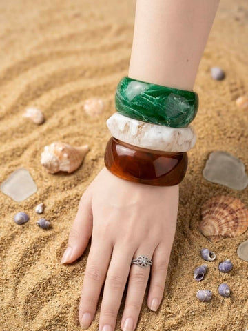 Sofia Handcrafted Resin Color Pop Bangles Stack - 3 PCS Set