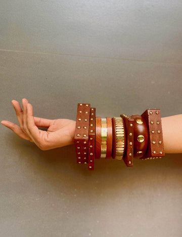 Devi Handcrafted Wooden Bangles Stack - 7 PCS kada set
