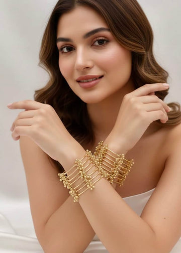 Jhankaar Kashmiri Golden Bangles Stack - 8 PCS Set