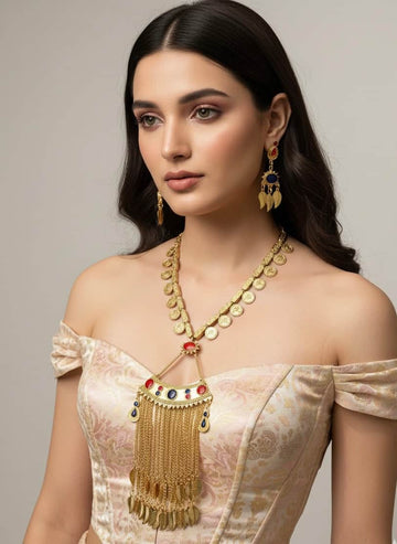 Rajsi Cascade Coin Studded Antique Jewellery Set