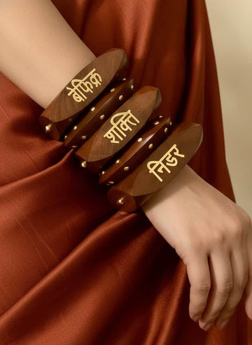 Devi Handcrafted Stack - 5 PCS wooden kada set