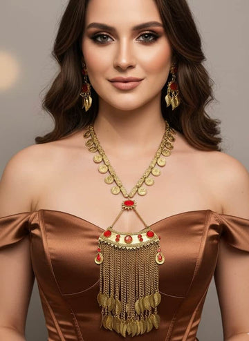Rajsi Cascade Coin Studded Antique Jewellery Set