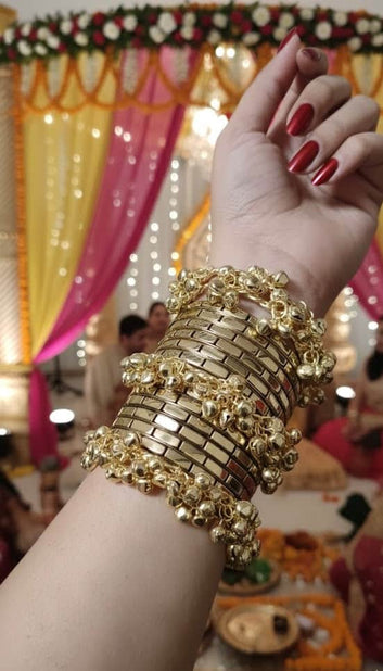Jhankaar Ghungroo & Brass Bangles Stack - 18 PCS set