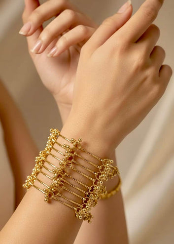 Jhankaar Kashmiri Golden Bangles Stack - 8 PCS Set