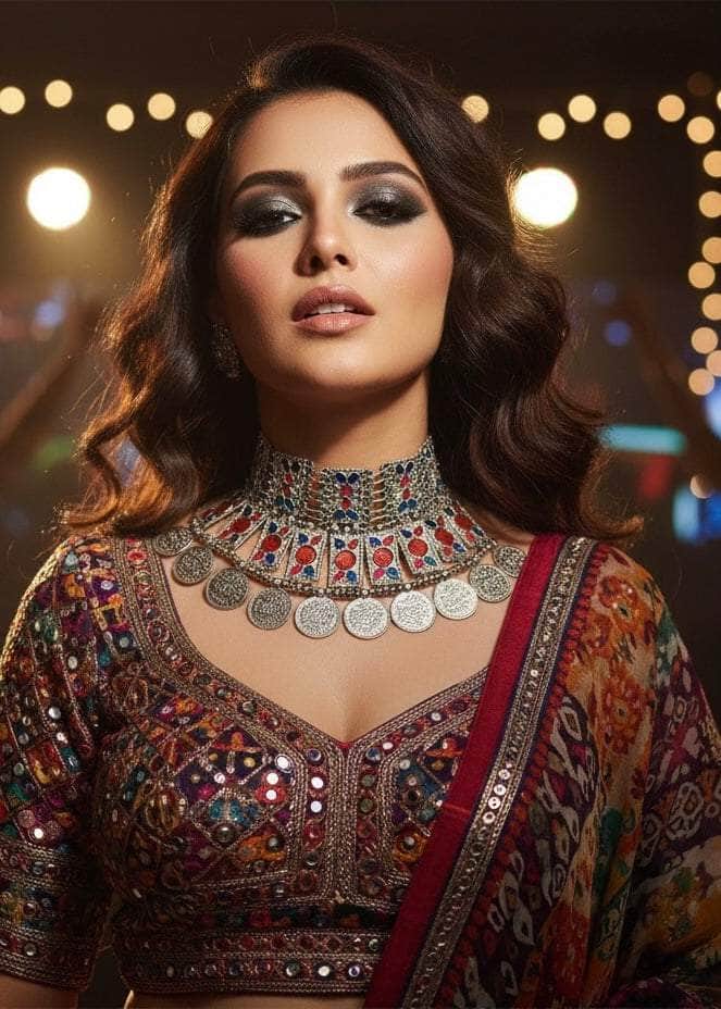 Aparna Meenakari Work Tribal Design Oxidised Silver Plated Handcrafted Necklace